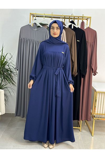 erasra class Indigo Hijap and Abaya - Robe with Shawl and Top, Dress Set with Belt