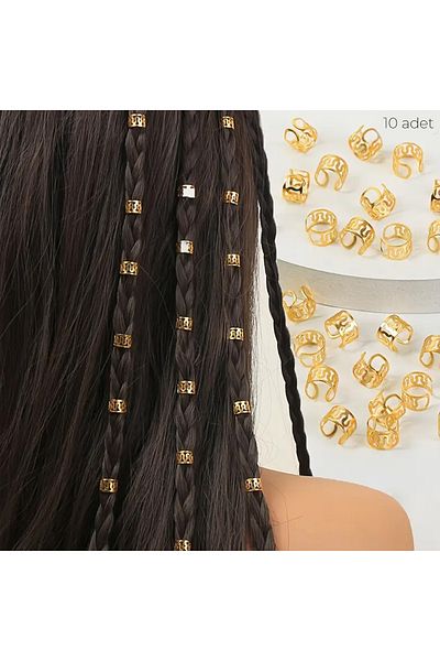 Happy Vibes Set of 10 Hair Earrings Gold Color - Stylish Look