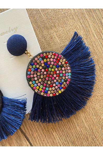 Store Colorful Beaded Boho Style Women's Earrings with Large Tassels