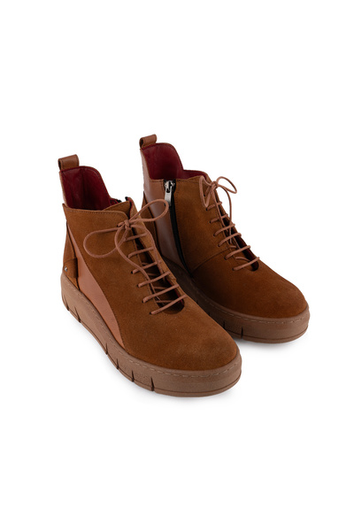 Emel Ayakkabı Hakiki Deri Kalın Taban Fermuarlı Modern Postal Bot