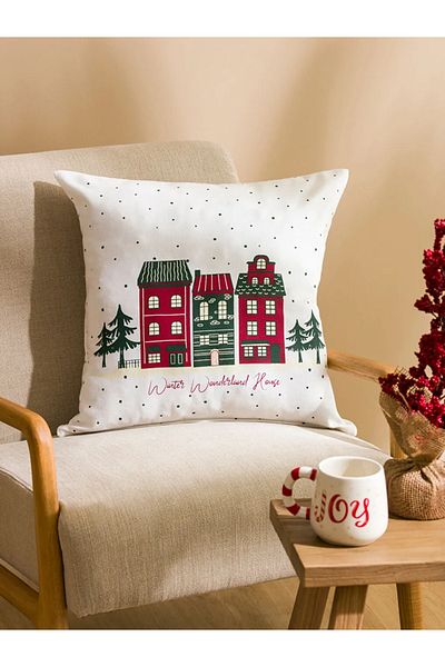 LC Waikiki Lcw Home Ecru Christmas Themed Throw Pillow Cover 50X50 cm
