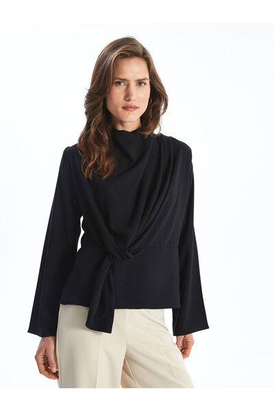 LC Waikiki Black Flowing Collar Women's Blouse