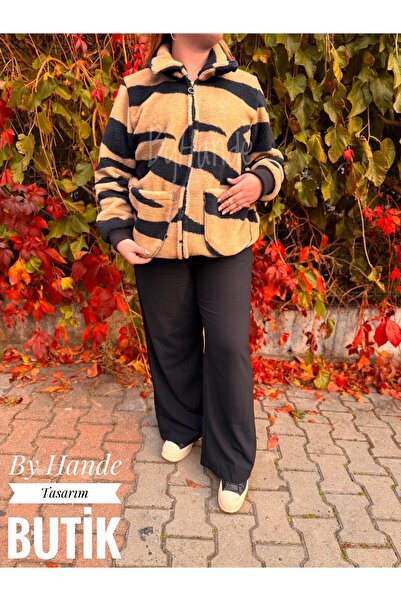 BY HANDE TASARIM Palton de pluș din lână de miel pentru femei