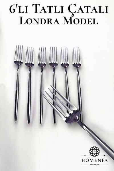 HOMENFA 6-Piece Luxury London Model Dessert Fork (Stainless Steel)