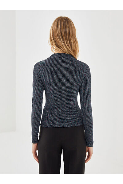 LC Waikiki Lcw Vision Anthracite Stand Collar Patterned Women's Blouse