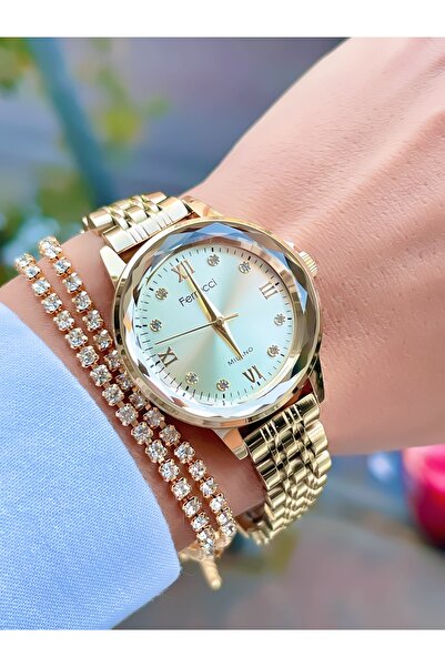 Ferrucci ÇELİK HASIR KORDON KADIN KOL SAATİ+BİLEKLİK HEDİYELİ