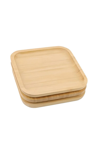 Amentes Bamboo Serving Plate, 20X20 cm Luxury Square Presentation Set