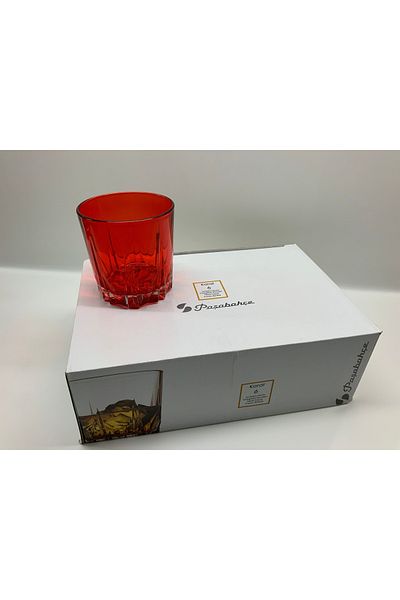 Paşabahçe 52885 Carat Series 6 Pieces Red Colored Whiskey Water Soft Drink 300 Cc