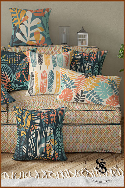 SasoHome Кольорове пір'я Кольорове пір'я з візерунком 4pcs Цифровий друкований чохол для подушки