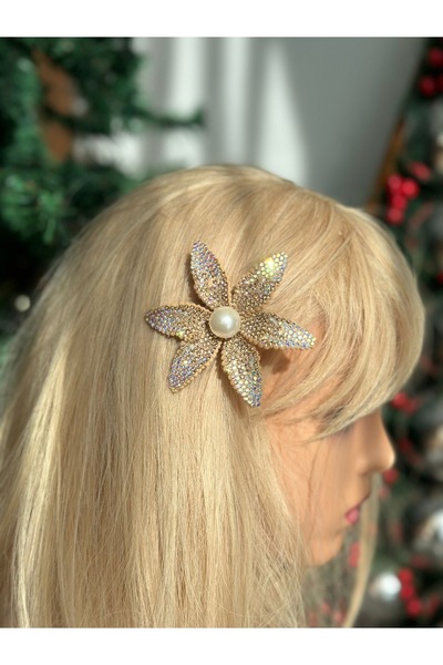 QUEEN AKSESUAR Cristal de lux cu perle floare de crin auriu lilium ziua de na...