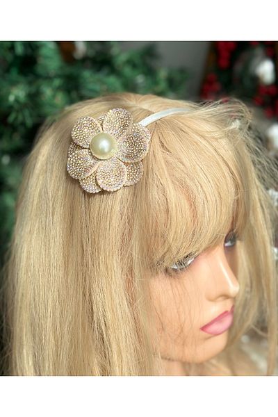 QUEEN AKSESUAR Luxury Design Gold with Crystal Stone with Pearls Crown Camellia Flower Lotus Flower Christmas Special Occasion Crown