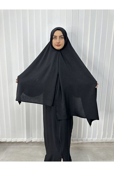 erasra class Prayer Dress with Black Shawl - Hijab, One-Piece (Suitable for Hijab and Umrah)