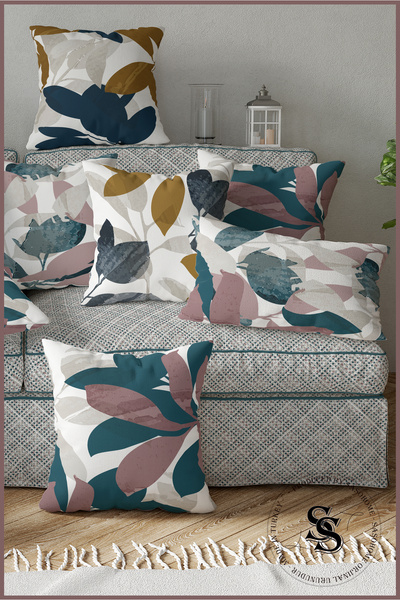 SasoHome Простий сюрреалістичний чохол для подушки з цифровим принтом з малюнком осінніх листя, 4 штуки