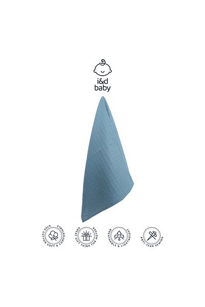 İ&DBABY Turquoise Colored 100X120 cm 100% Cotton Single Layer Baby Blanket