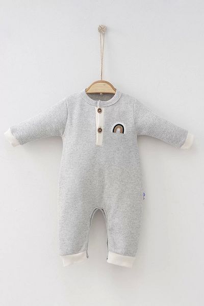 DEFNADA Waffle Rainbow Embroidered Baby Boy Jumpsuit