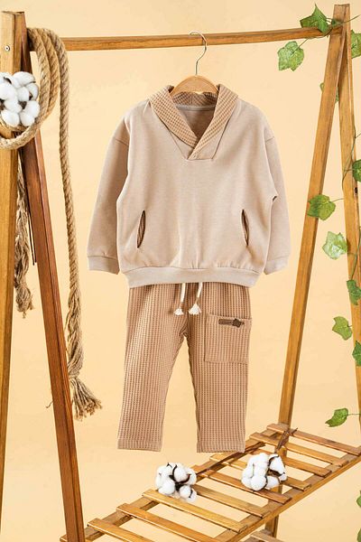 bombe Baby Kids Camel Cotton 2-Piece Set First I Trend Fashion Bottom Top Set