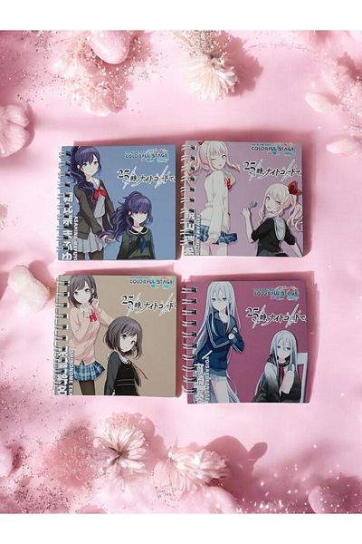 nihonwosekai 4Pcs Hatsune Miku Colorful Pjsekai Project Sekai 8X8Cm Mini Anime Spiral Notepad
