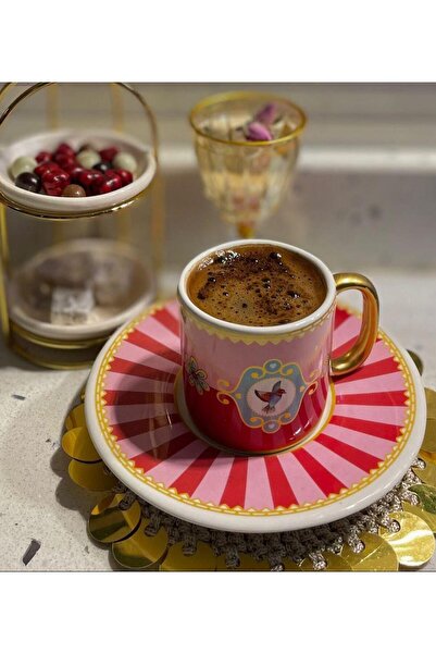 Onedekor 6'lı Royal Pink Bird  Soha Kahve Fincanı