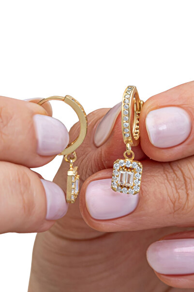 Crystal Diamond Zirconia 0.65 karat baget küpe