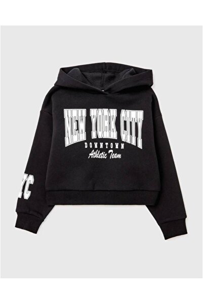 Butikmayamoda Moda Kız Çocuk Siyah Sweatshirt