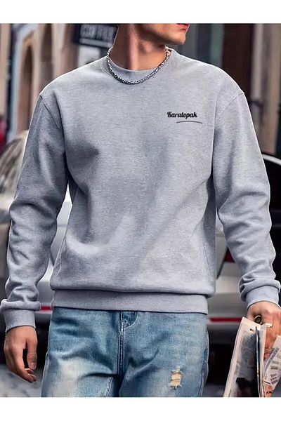 Karatopak Hanorac oversize unisex cu gât crew cu imprimeu Blackpack cu șase zgârieturi