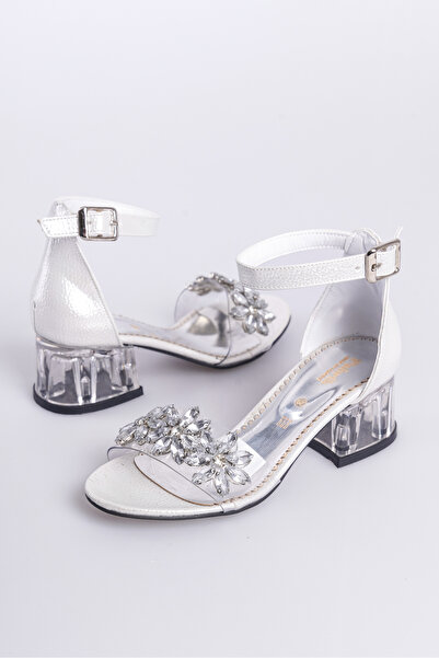 KATEYLER Sedef Şeffaf Tek Bant Ve Şeffaf Topuklu Kız Çocuk Abiye Ayakkabı