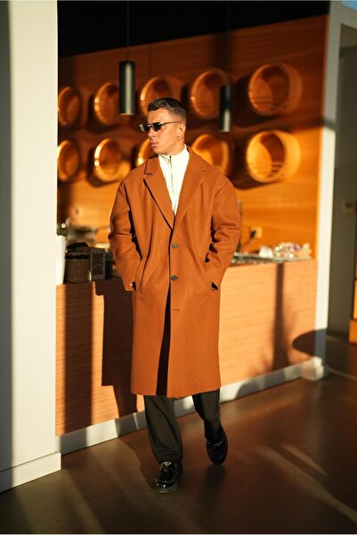 ablukaonline Ανδρικό παλτό Oversize Καφέ Μακρύ Stash