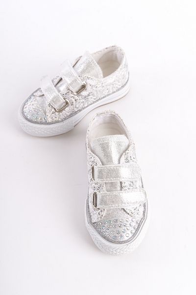 KATEYLER New Season Stoned Velcro Silver Orthopedic Girls Shoes, Girls' Sports Shoes 21-30 Illuminated