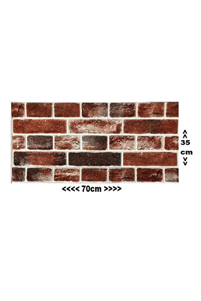 UKAB Kendinden Yapışkanlı Kırmızı EMS Taş Tuğla Desen Salon Ofis Duvar Kağıdı Paneli 70x35cm 1 Adet