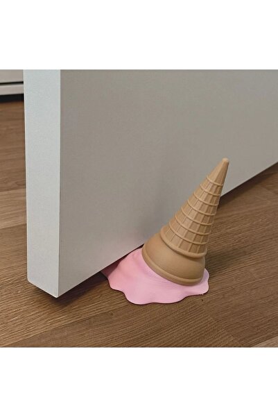 Şişe Deposu Dondurma Şeklinde Kapı Stopper, Kapı Durdurucu, Dondurmalı Kapı Altı Durdurucu,KAYDIRMAZ BANT İLE