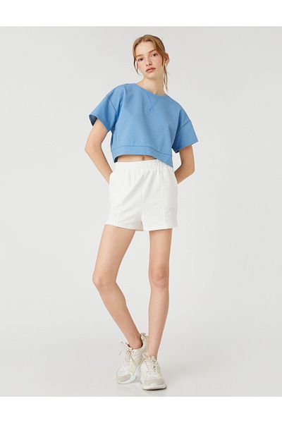 Koton Crop Sport Hanorac Crew Deck mânecă scurtă
