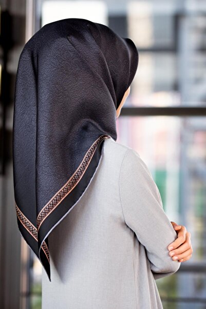 Vissona 100% Twill Barok Με σχέδιο Μαύρο Χρώμα 90x90 Σχήμα ραφής κασκόλ: Ράψι...