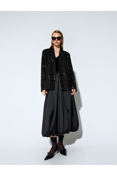 Koton X Melis Ağazat - Fusta lungă din satin oversize cu talie standard