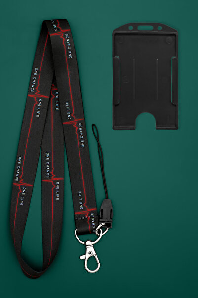 Apptakı Kırmızı Kalp Atışı Ekg Boyun İpi Boyun Askı İpi Boyun Askısı ve Kartl...