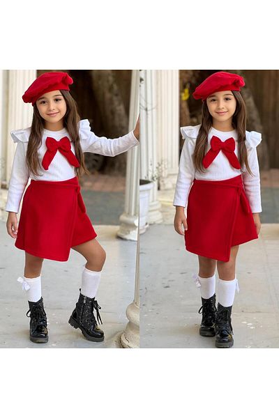 PeluşÇocuk Girls' Skirt-Badi-Hat and Buckle Set