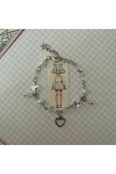 Capella Fairycore /anime bracelet with heart and pearls
