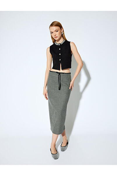 Koton X Melis Ağazat – Midi-Bleistiftrock mit Schlitz und Schleifendetail