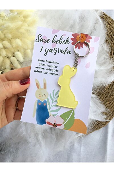 NaturessCo Mevlit Birthday Baby Gift Rabbit Plexiglass Keychain (20 Pieces)