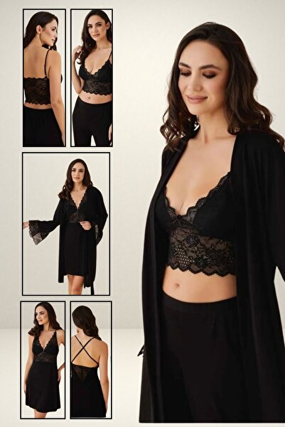 vory Kadın Gecelik Sabahlık Çeyizlik Pamuklu Pijama Takımı