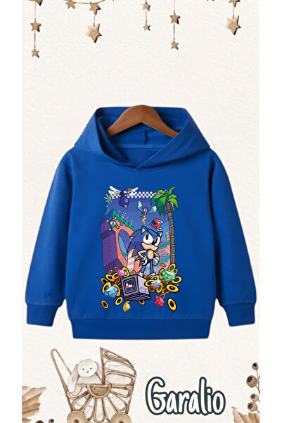 Garalio سويت شيرت بقلنسوة للأطفال مطبوع عليه سونيك