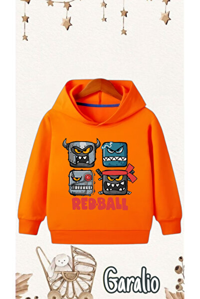 Garalio Red Ball Printed Hooded Children's Sweatshirt