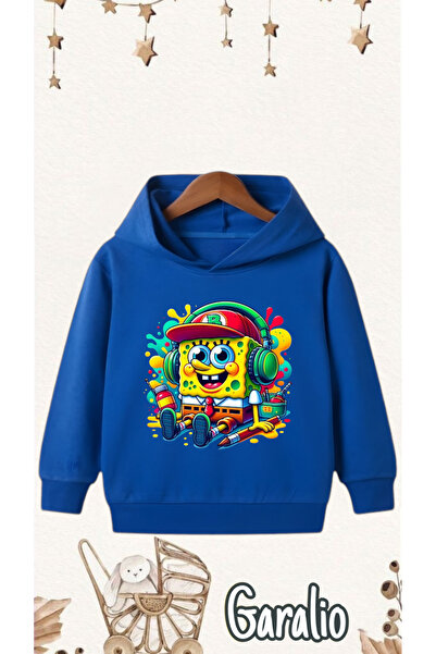 Garalio سويت شيرت بغطاء للرأس مطبوع عليه سبونج بوب للأطفال