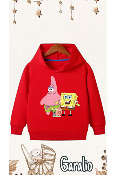 Garalio سويت شيرت بغطاء للرأس مطبوع عليه سبونج بوب للأطفال