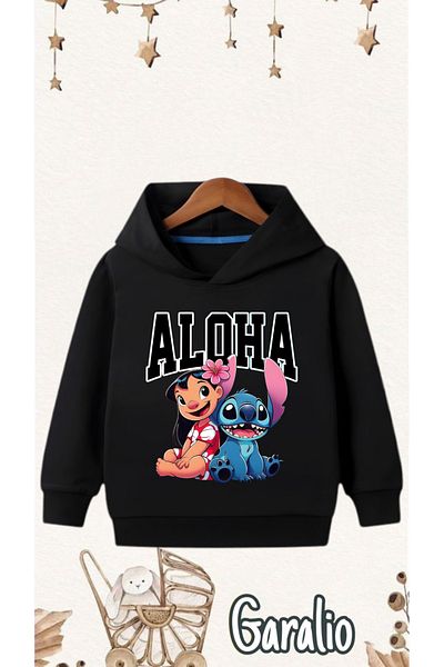 Garalio Aloha Stitch Printed Hooded Children's Sweatshirt