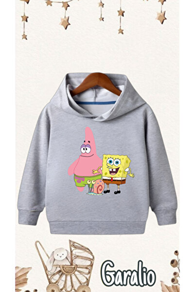 Garalio سويت شيرت بغطاء للرأس مطبوع عليه سبونج بوب للأطفال