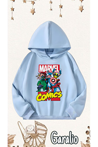 Garalio سويت شيرت بغطاء للرأس مطبوع عليه مارفل للأطفال