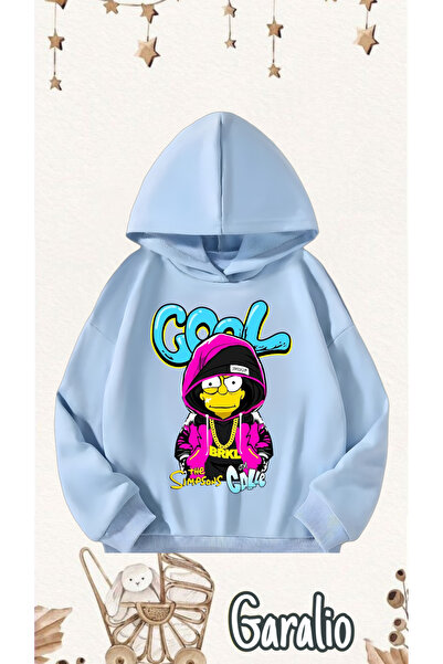 Garalio Хладна детска суитшърт с качулка и принт на Симпсън