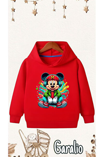 Garalio Hanorac pentru copii cu imprimeu Mickey Mouse și glugă