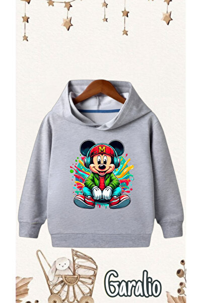 Garalio Hanorac pentru copii cu imprimeu Mickey Mouse și glugă