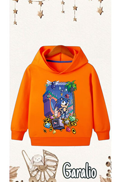 Garalio Sonic Printed Hooded Children's Sweatshirt